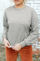 Round Neck Dropped Shoulder Sweatshirt Trendsi