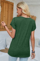 V-Neck Petal Sleeve T-Shirt Trendsi