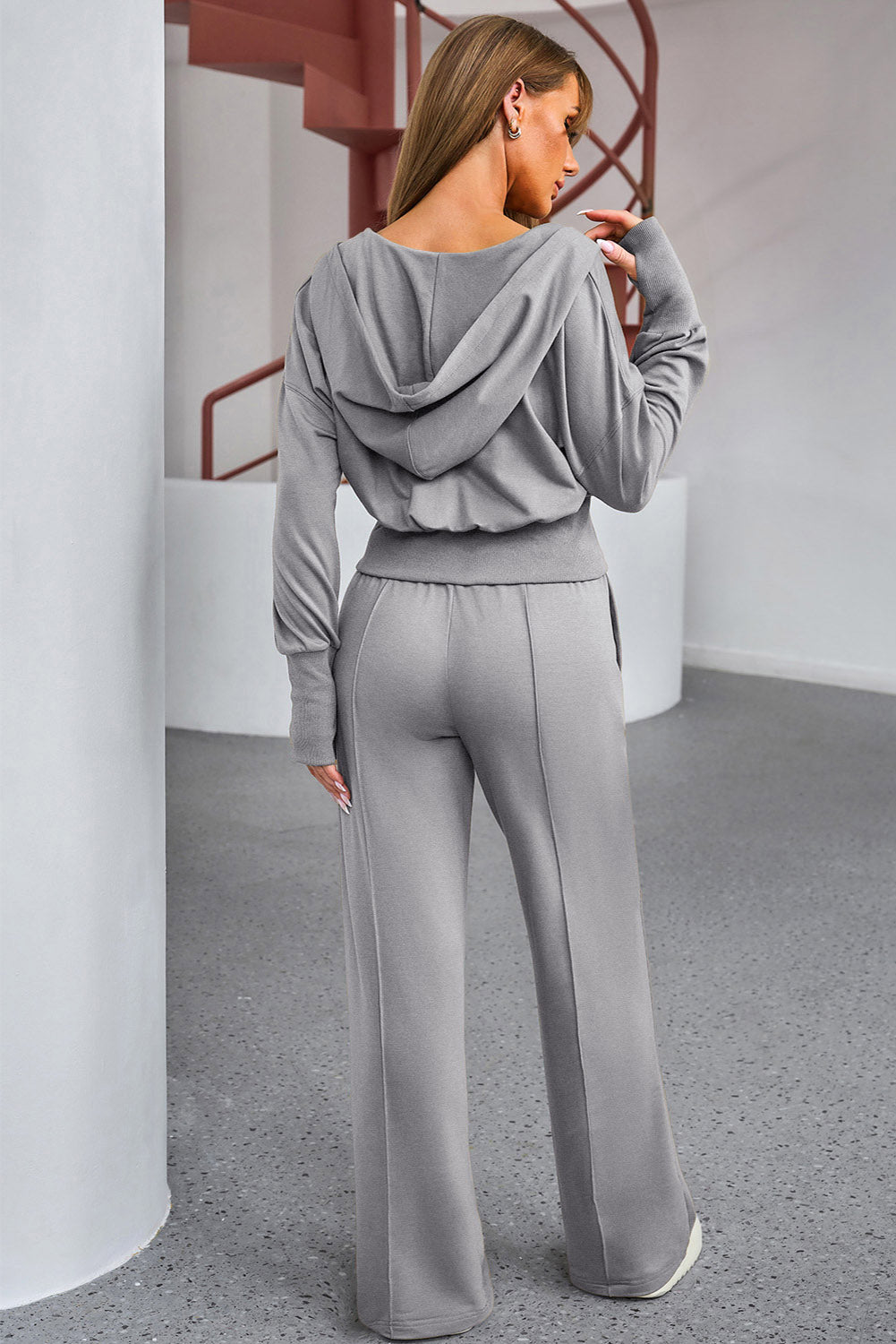 Dropped Shoulder Hoodie and Drawstring Pants Active Set Trendsi