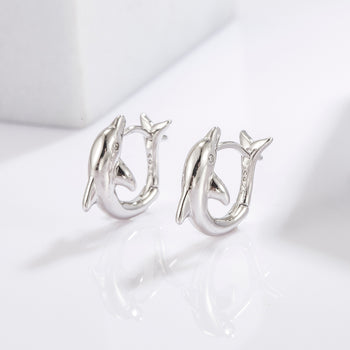 925 Sterling Silver Zircon Dolphin Earrings Trendsi