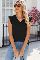 V-Neck Cap Sleeve Tank Trendsi