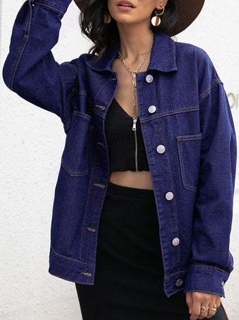 Buttoned Denim Jacket Trendsi