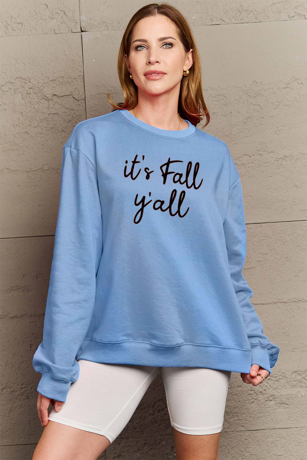 Simply Love Full Size IT'S FALL Y'ALL Graphic Sweatshirt Trendsi