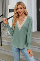 V-Neck Flounce Sleeve Blouse Trendsi