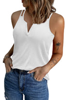 Double-Strap Notched Neck Tank Casual Chic Boutique