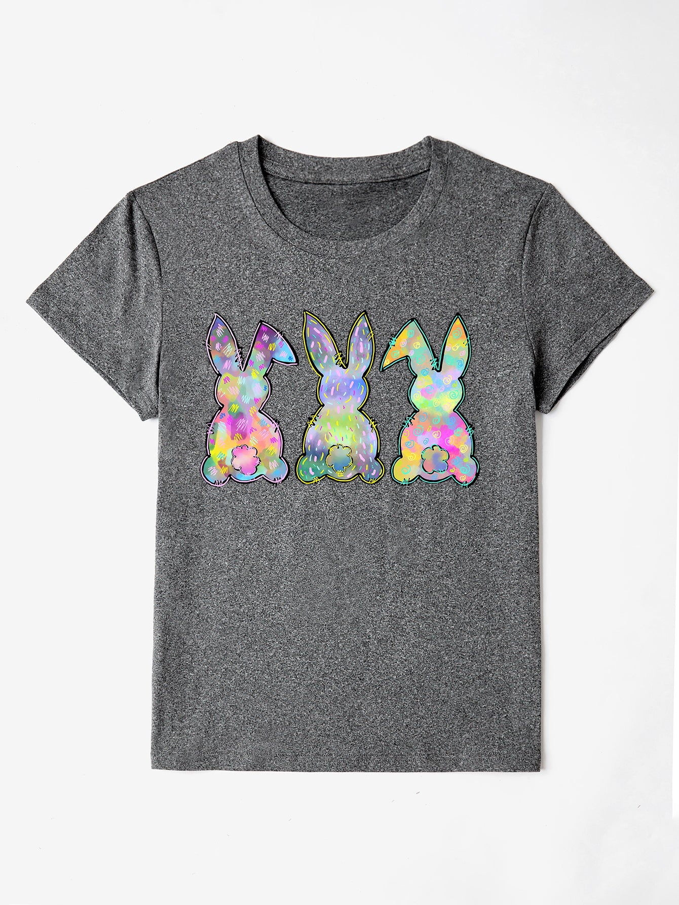 Rabbit Round Neck Short Sleeve T-Shirt Trendsi