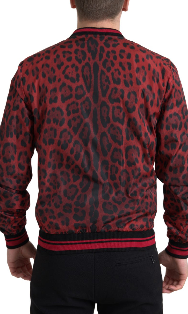 Dolce & Gabbana Red Leopard Bomber Short Coat Jacket GENUINE AUTHENTIC BRAND LLC