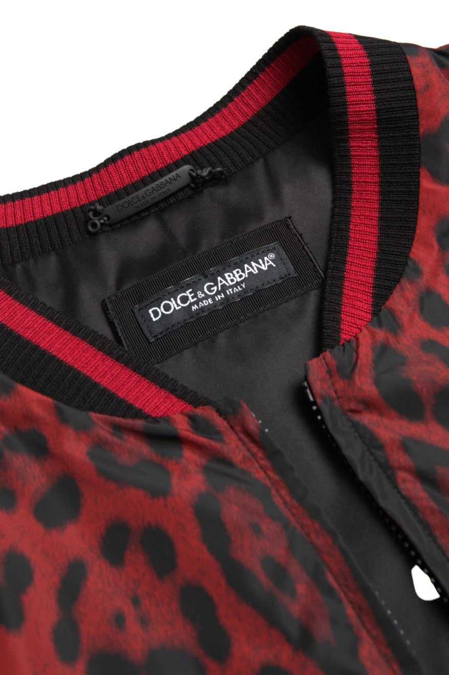 Dolce & Gabbana Red Leopard Bomber Short Coat Jacket GENUINE AUTHENTIC BRAND LLC
