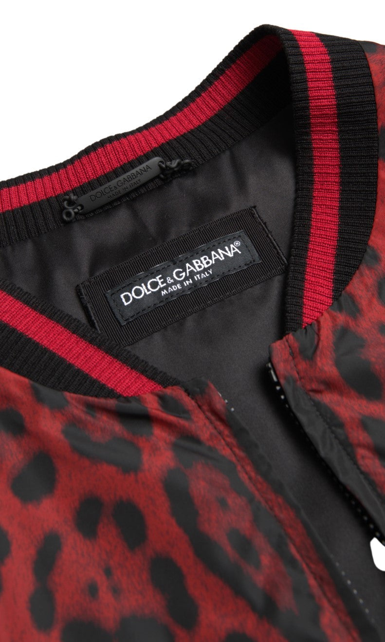 Dolce & Gabbana Red Leopard Bomber Short Coat Jacket GENUINE AUTHENTIC BRAND LLC