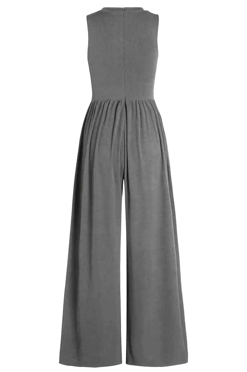 Round Neck Sleeveless Jumpsuit with Pockets Trendsi