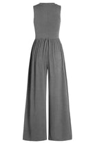 Round Neck Sleeveless Jumpsuit with Pockets Trendsi