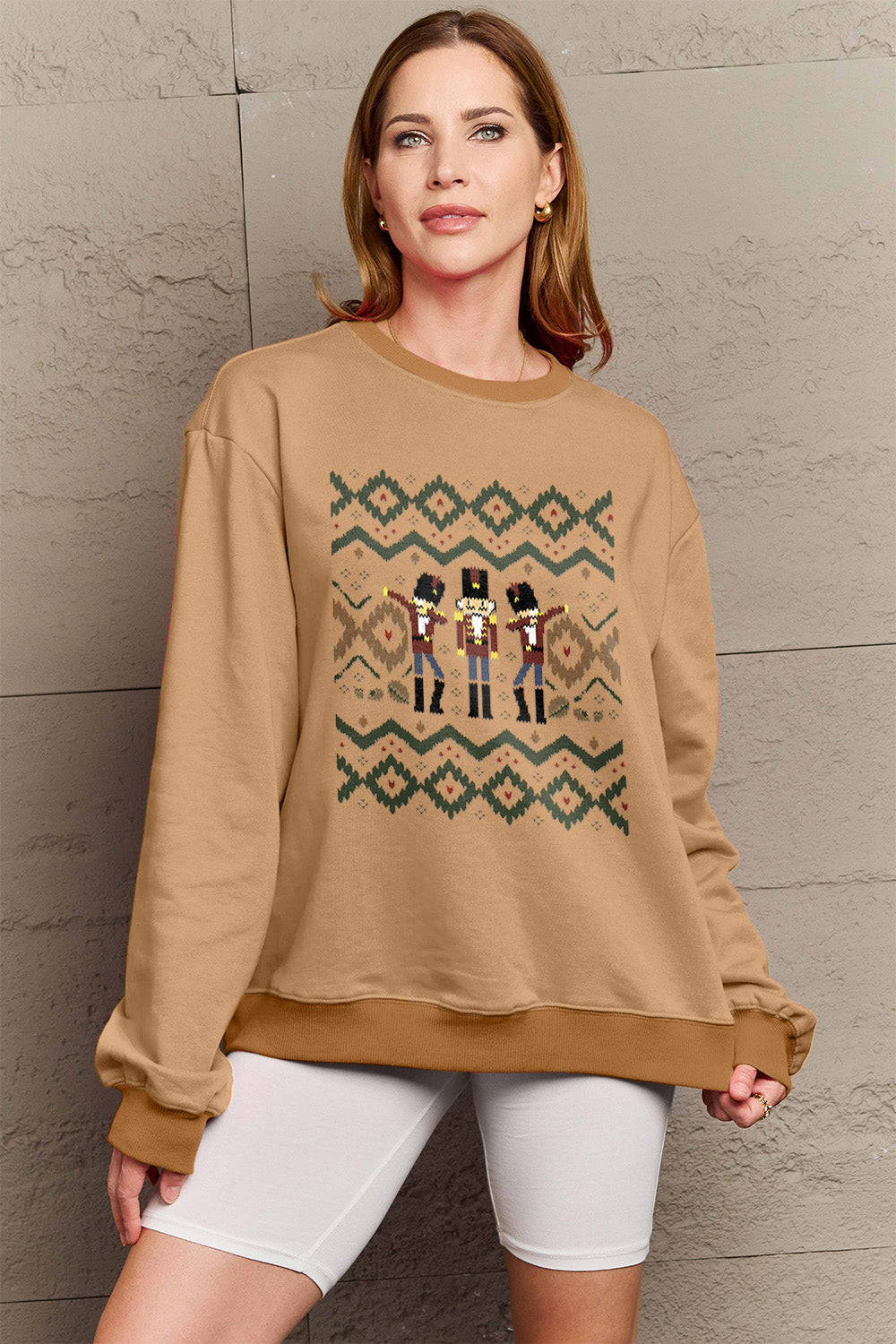 Simply Love Full Size Nutcracker Graphic Long Sleeve Sweatshirt Trendsi