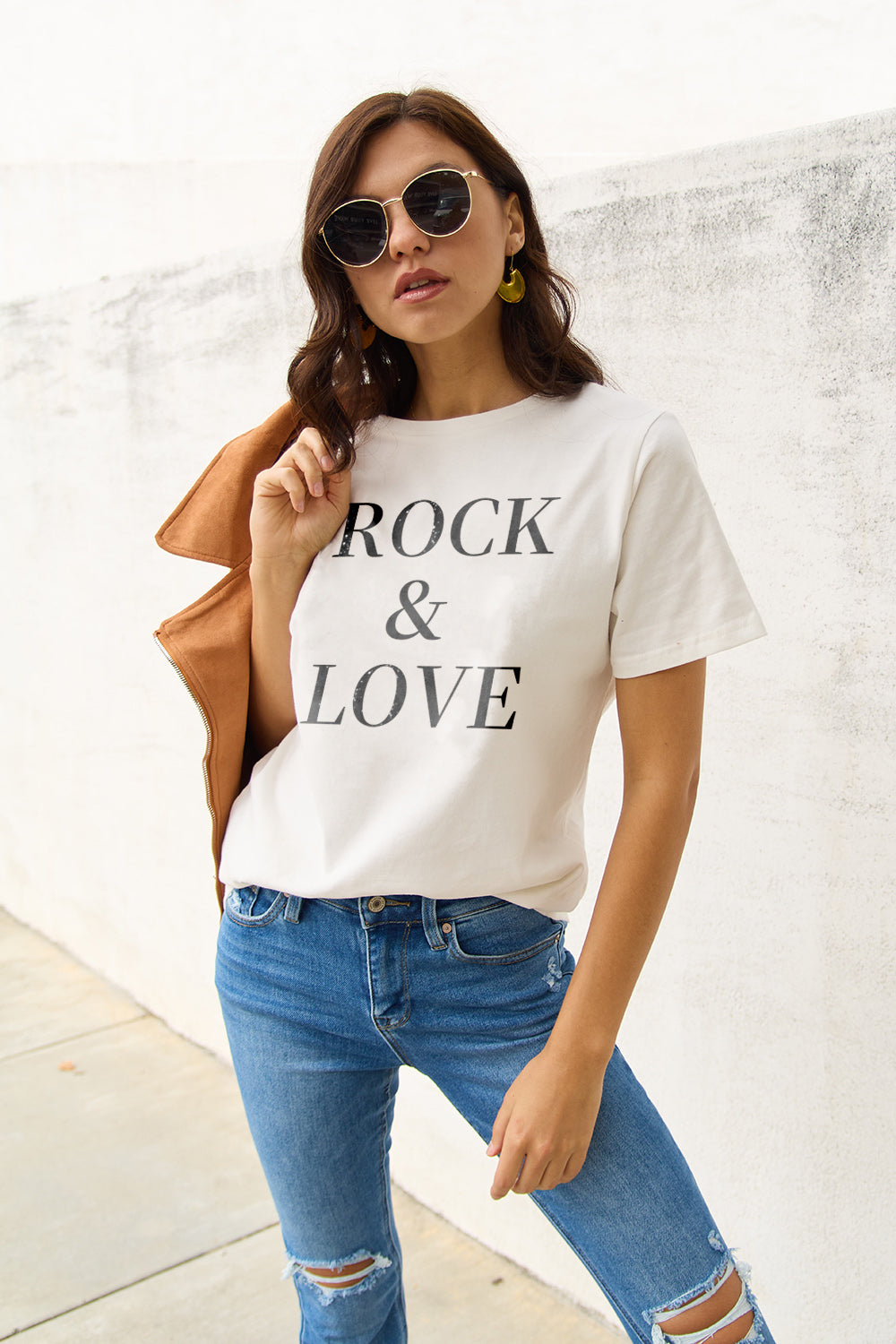 Simply Love Full Size ROCK ＆ LOVE Short Sleeve T-Shirt Trendsi