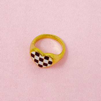 Checkered Heart Signet Ring Ellisonyoung.com