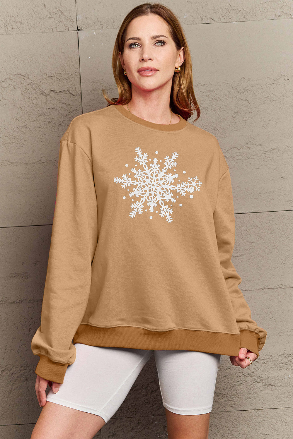 Simply Love Full Size Snowflake Graphic Sweatshirt Trendsi