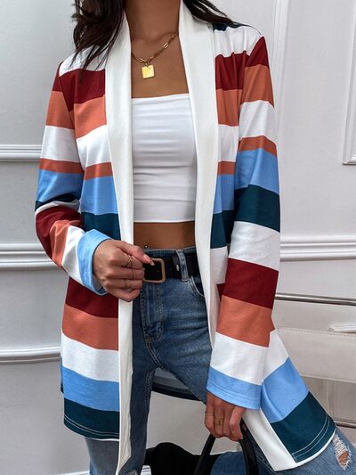 Color Block Open Front Cardigan Trendsi