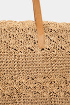 Fame Straw Braided Tote Bag Trendsi