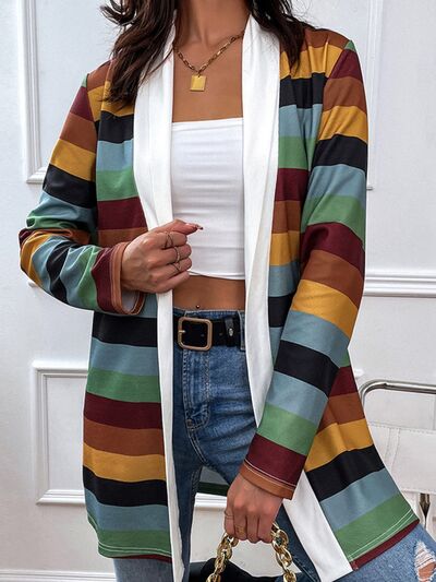 Color Block Open Front Cardigan Trendsi