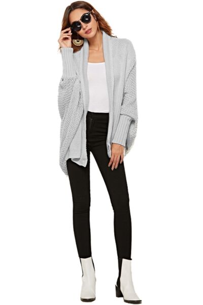 Open Front Batwing Sleeve Cardigan Trendsi