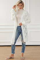 Openwork Open Front Dropped Shoulder Cardigan Trendsi