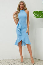 Ruffled Grecian Neck Dress Trendsi