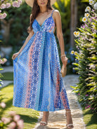 Backless Printed Surplice Cami Dress Trendsi