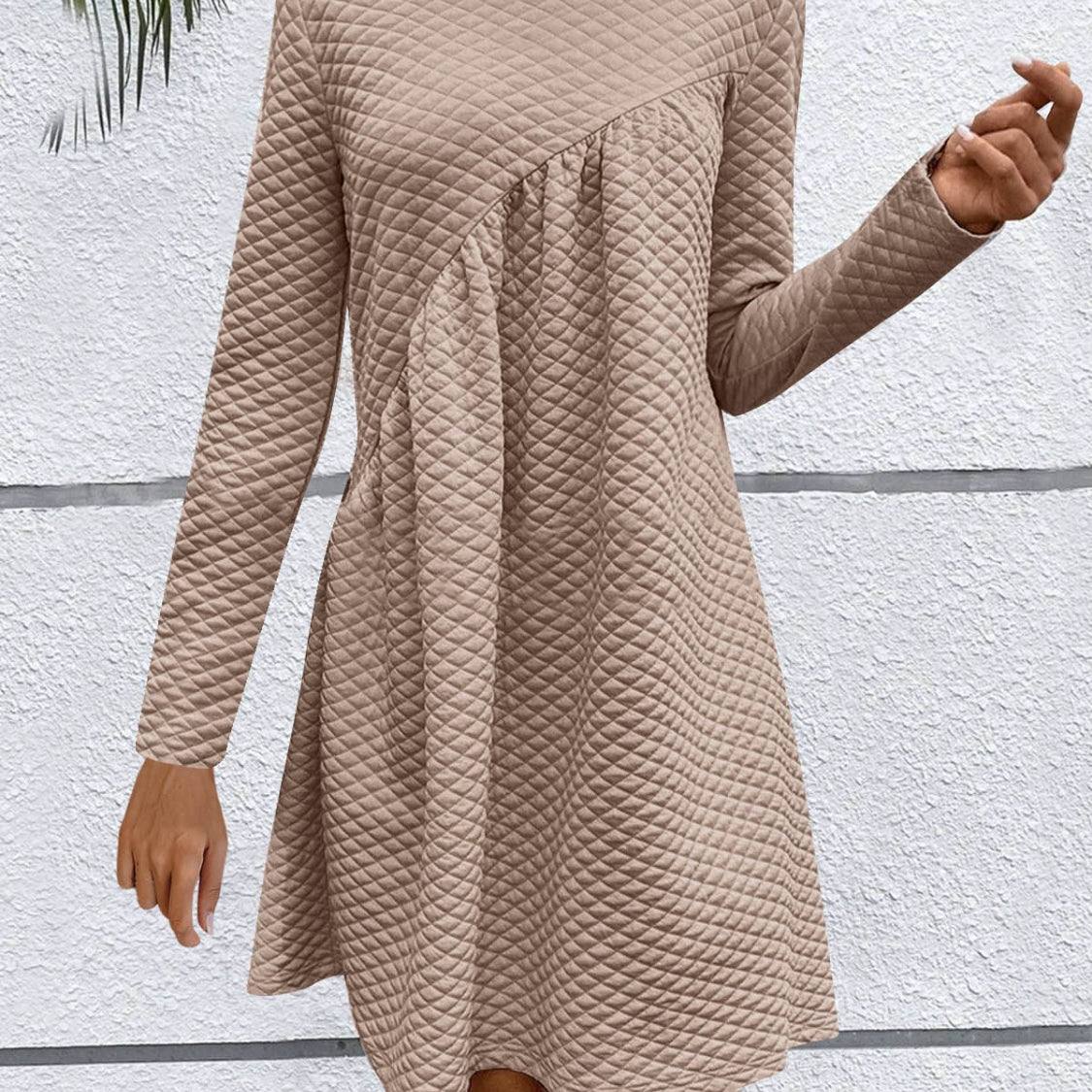 Full Size Round Neck Long Sleeve Dress Trendsi