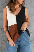 Color Block V-Neck Knit Vest Trendsi