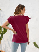 Ruffled Square Neck Cap Sleeve Blouse Trendsi