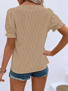 Ruffled Notched Short Sleeve T-Shirt Trendsi