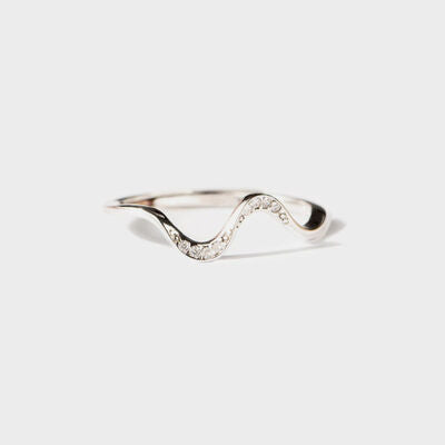 925 Sterling Silver Inlaid Zircon Wave Shape Ring Trendsi