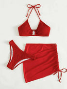 Tied Halter Neck Three-Piece Swim Set Trendsi