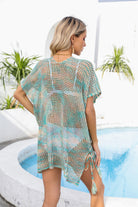 Openwork Slit V-Neck Cover Up Trendsi