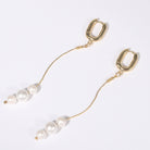 Gold-Plated Pearl Bar Earrings Trendsi