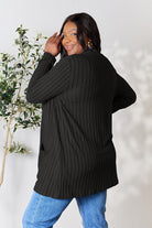 Basic Bae Full Size Ribbed Open Front Cardigan with Pockets Trendsi