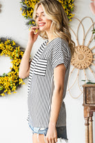 Striped Round Neck Short Sleeve Tee Casual Chic Boutique