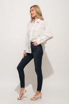 And The Why Eyelet Long Sleeve Button Down Shirt Trendsi