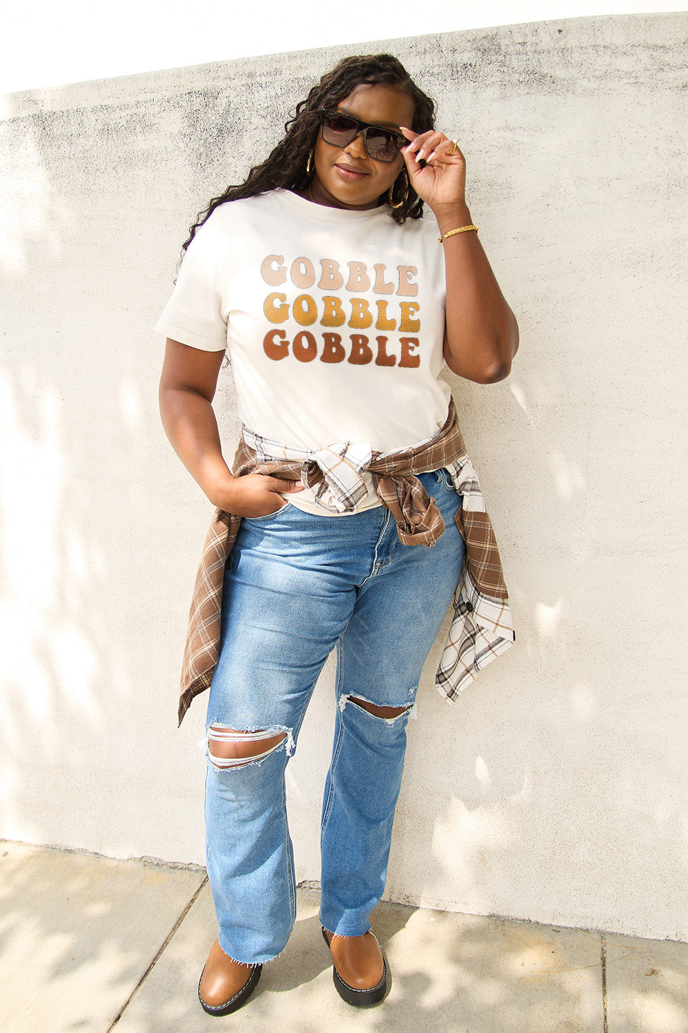 Simply Love Full Size GOBBLE Short Sleeve T-Shirt Trendsi