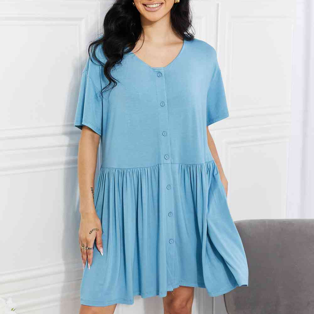 Yelete Full Size Oh Sweet Spring Button Up Flare Dress Trendsi