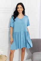 Yelete Full Size Oh Sweet Spring Button Up Flare Dress Trendsi