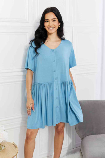 Yelete Full Size Oh Sweet Spring Button Up Flare Dress Trendsi