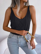 Cable-Knit Scoop Neck Knit Vest Trendsi