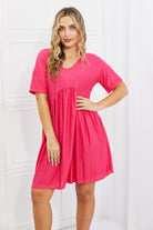 BOMBOM Another Day Swiss Dot Casual Dress in Fuchsia BOMBOM