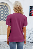 Round Neck Petal Sleeve T-Shirt Trendsi