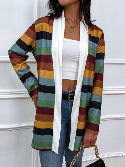 Color Block Open Front Cardigan Trendsi