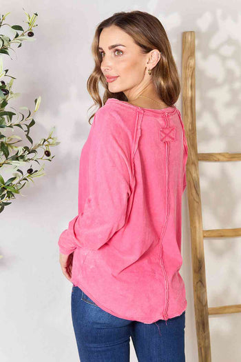 Zenana Round Neck Long Sleeve Top Trendsi