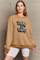 Simply Love Full Size TAKE IT EASY Graphic Sweatshirt Trendsi