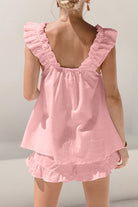 Ruffled Square Neck Top and Shorts Set Trendsi