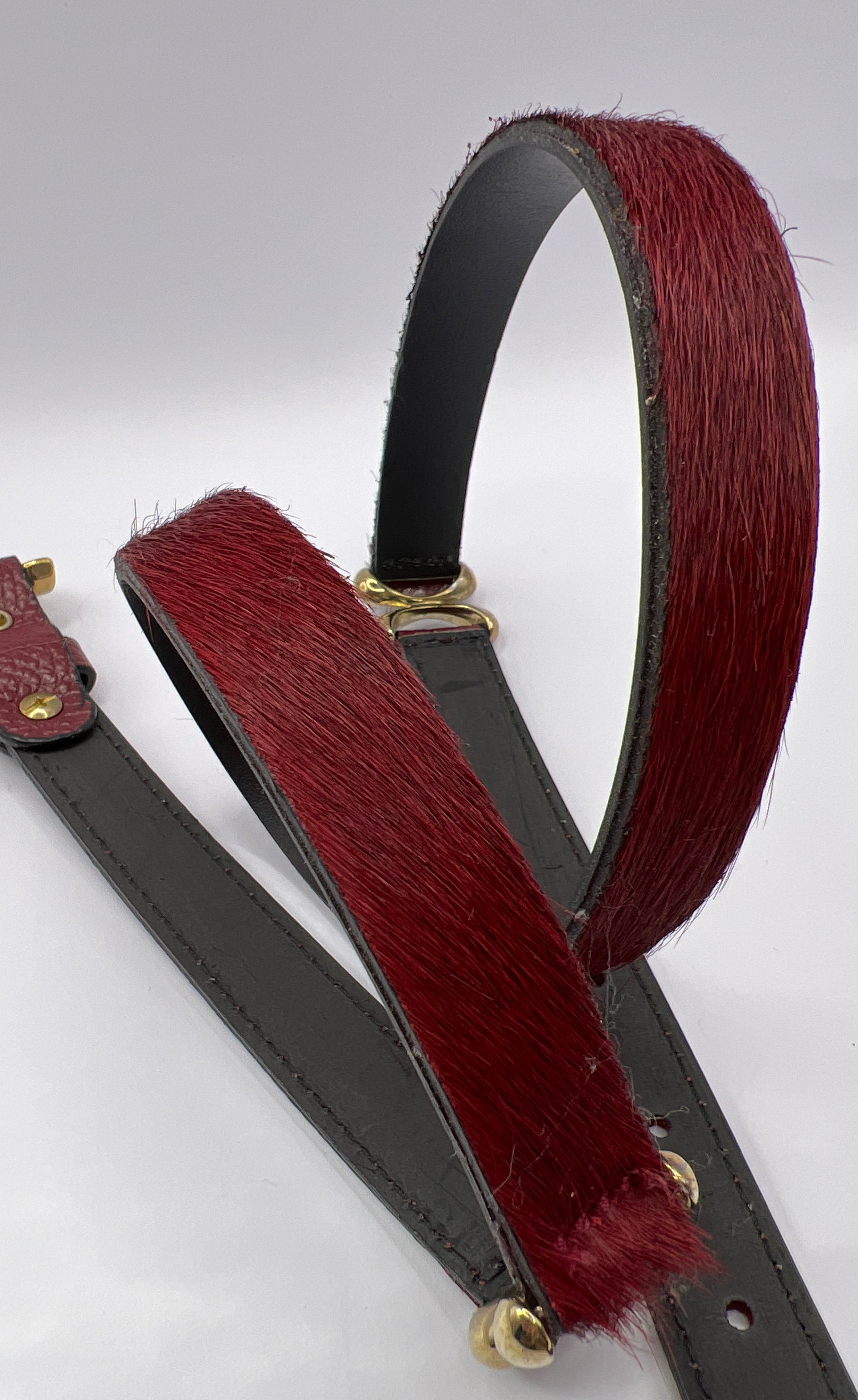 Horsy Dark Red Leather Belt with Gold Adornment BLONDISH