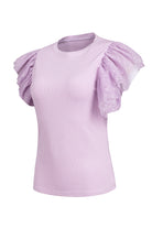 Ruffled Round Neck Cap Sleeve Top Trendsi